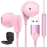 PC Kopfhörer für Laptop,In Ear USB Kopfhörer mit Mikrofon Geräuschunterdrückung Lautloser...