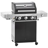 RÖSLE Gasgrill BBQ-Station VIDERO G3-S Schwarz, Grill mit 3 Edelstahlbrennern, extra Primezone und...