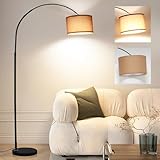 ANTENLICHT LUNA Bogenlampe Wohnzimmer Stehlampe I Inklusive LED E27 I Schwarzer Stoffschirm 33 cm I...