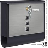 MONZANA® Briefkasten Kreuzschloss mit Kupfer-Schließzylinder drehbare Abdeckung 31x10x34 cm...