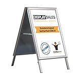 DISPLAY SALES Kundenstopper wetterfest A1 silber SLIM | Plakatständer mit 25 mm Profil für DIN A1...