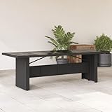 MOBCANT Gartentisch mit Glasplatte Schwarz 240 x 90 x 75 cm Poly Rattan, Balkon Tisch Dining Table...