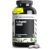 natural elements L-Arginin – 365 Kapseln – Hochdosiert: 4.500mg veganes L-Arginin HCL pro...
