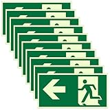 10 Stück Schilder Notausgang, 30 x 15cm Notausgangsschild Nachleuchtend, Langnachleuchtende Schild...
