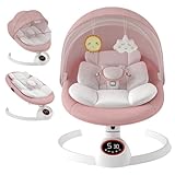 Babywippe Elektrisch Neugeborene bis 9 kg, Klappbar Bluetooth Babyschaukel Elektrisch mit 5...