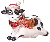 BRUBAKER Kuh Weihnachtskugel aus Glas mit Weihnachtsmütze und Schal - Handbemalt & Mundgeblasen -...