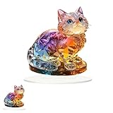 Katzen Deko, Deko Katze, 2d Acryl Rainbow Katzenfigur Schreibtischdekoration für Büro Wohnzimmer...