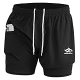LORSPORTCH Herren Laufshorts 2 in 1 Shorts Gym Athletic Shorts Outdoor Marathon Workout...