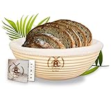 BÄCKERKUNST Gärkörbchen RUND für 1kg Teig + Rezept Brot backen + Leineneinlage in WEIß | ideal...