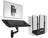 VIVO Sit-Stand 17 bis 32 Zoll Einzel-Monitor-Wandhalterung mit pneumatischem Arm, Tastaturablage und...