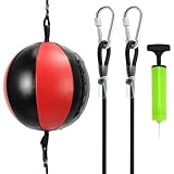 QWORK® Doppelendball Punchingball Speedball Set für MMA und Boxtraining - Hochwertiges PU-Leder -...
