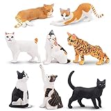 TOYMANY 8 Stück Tiere-Figuren Set Katze Spielfiguren Spielzeug Katzenfiguren Kleine-Tierfigur...
