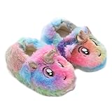 WESIEVYA Hausschuhe Einhorn Plüsch Rutschfest Warm Slip On Winter Pantoffeln mit Weicher Sohle...
