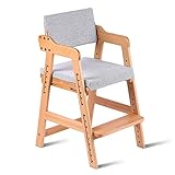 Ezebaby hochstuhl Holz, Extra Breiter Sitz mit Kissen, Verstellbarer Hochstuhl, Mitwachsender...