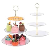 TsunNee 2 Stück 3-stöckiger Kuchenständer Cupcake-Halter, Obst Kekse Süßigkeiten Servierplatte,...
