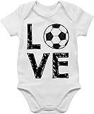 Baby Body Junge Mädchen - Sport & Bewegung Baby - Love Fußball - 12/18 Monate - Weiß - Fussball...
