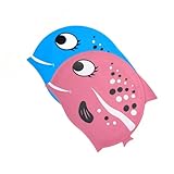 AMSLSIU 2 Stücke Silikon Kinder Badekappen Professionelle Schwimmer Kopfbedeckung Jungen Mädchen...