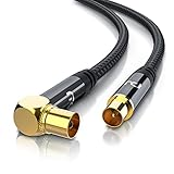 CSL - Antennenkabel gewinkelt mit Braiding - 3m Meter Koaxialkabel - Koax Kupplung 90° Winkel zu...