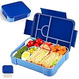 Dntorx Brotdose Kinder mit Fächern, 1330ml Lunchbox mit Besteck Auslaufsicher Bento Box Snackbox...