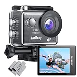Jadfezy WiFi Action Cam HD 1080P, 12MP Action Kamera Weitwinkel 2 'LCD-Bildschirm, Unterwasserkamera...