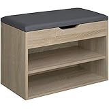 tectake 800843 Sitzbank mit Schuhregal, BxHxT: 60x43,5x30 cm, Holz Schuhbank Kommode mit Stauraum...