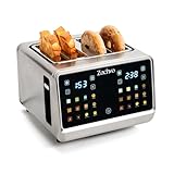 Toaster 4 Scheiben mit Touchscreen & Countdown, Edelstahl Langschlitztoaster mit 2 unabhängigen...