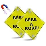 Kinoco 2 x 'Baby an Bord'-Schild für das Auto, 12,5 cm, doppelte Saugnäpfe und Magnete,...