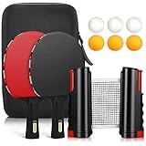 Tencoz Tischtennis Set, 2 Tischtennisschläger + 6 Tischtennisbälle + Tischtennisnetz + Tasche,...