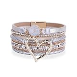 Ethnisches Lederarmband für Damen, Bohemian-Stil, mehrlagiger Strass-Armreif, Schmuck