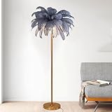 WJFTODAY Nordische Tischlampe, Nachttischlampe, Straußenfederlampe, dimmbare Hochwinkellape,...