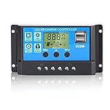Anern 30A Solarladeregler, 12V/24V Solar Ladegerät Controller, Solarpanel Batterie Intelligente...