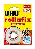 UHU rollafix Klebefilm, Transparentes Klebeband mit passendem Abroller, 19mm x 25 m
