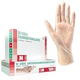 SF Einweghandschuhe M Transparent - 100 Stück Vinyl Handschuhe, Einmalhandschuhe M, Puderfrei,...