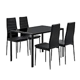 Juskys Essgruppe Dalya - Set mit Esstisch & Stühlen für 4 Personen - Esszimmer 4 Stühle & Tisch -...