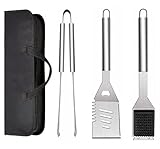 ZWMYF Edelstahl Grillbesteck-Set 3-TLG Professionelle Grill Bestecksets in Tragetasche BBQ...