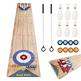 3 in 1 Shuffleboard Bowling Tischspiele 360x57cm, Tragbares Shuffleboard Tischkegelspiel Curling...
