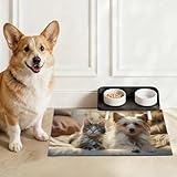 Personalisierte Napfunterlage, Napfunterlage Hund Katzen, mit Name&Muster Wasserdicht Cleany...