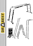DRABEST - Gelenkleiter 4x3 Sprossen - mit Plattform, aus Aluminium und Stahl - Klappleiter,...
