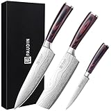 PAUDIN Messerset, Küchenmesser Set 3-tlg aus hochwertigem Carbon Edelstahl, Ultra Scharfes Messer...