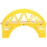 GALPADA Interaktive Holzeisenbahn Brücke aus Robustem Holz Gelbe Eisenbahnbrücke für Kombinierbar...