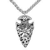 SDFXCDR Herren Halskette Männer Wikinger Speer Kompass Halsketten Nordische Runen Amulett Helm der...