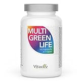 MULTI GREEN LIFE Vitamine & Mineralien, 100 hochdosierte Green Food Multivitamine, mit u.a. Vitamin...