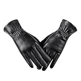 alqqas Damen Winter mit Touchscreen Texting Leder Elegant Handschuhe Fleece Futter Outdoor Winddicht...
