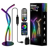 LED Nachttischlampe RGB Warmweiß, Metall Dekolampe Atmosphäre Spiral Tischlampe Moderne,Dimmbare...