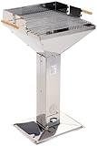 GRILLCHEF Trichtergrill INOX | Edelstahlausführung inkl. Windschutz und Holzgriff | 48 x 46,5 cm