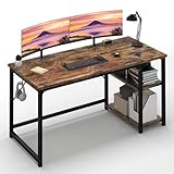 JUMMICO Schreibtisch 140cm mit Regalen, Tisch mit Stauraum, stabile Stahlkonstruktion – Rechts-...