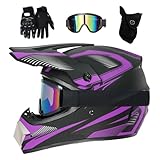 Jugend Kinder Integral Motocross Helm, mit Brille/Masken/Handschuhe, Unisex Doppelsport Offstraße...