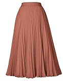 GRACE KARIN Röcke für Damen Faltenrock Hohe Taille Midi Rock Sommerrock Lang L cl2473-4/Braun