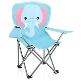 com-four® Kinderklappstuhl Elefant - Angelsessel blau für Kinder - Faltstuhl für Camping und...