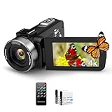 XrePro Videokamera 4K, 42MP Camcorder 3.0 Zoll 270 Grad Drehbarer IPS Bildschirm 18X Digital Zoom...